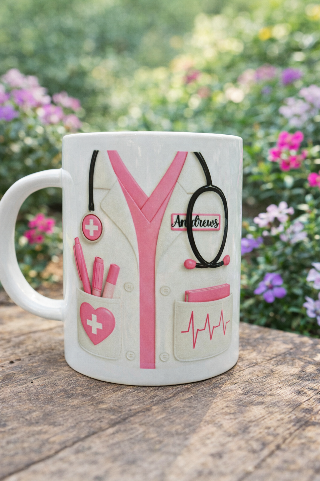 Taza Personalizada Enfermera/Doctora Rosa con Nombre - Regalo especial Para Enfermeras o doctoras
