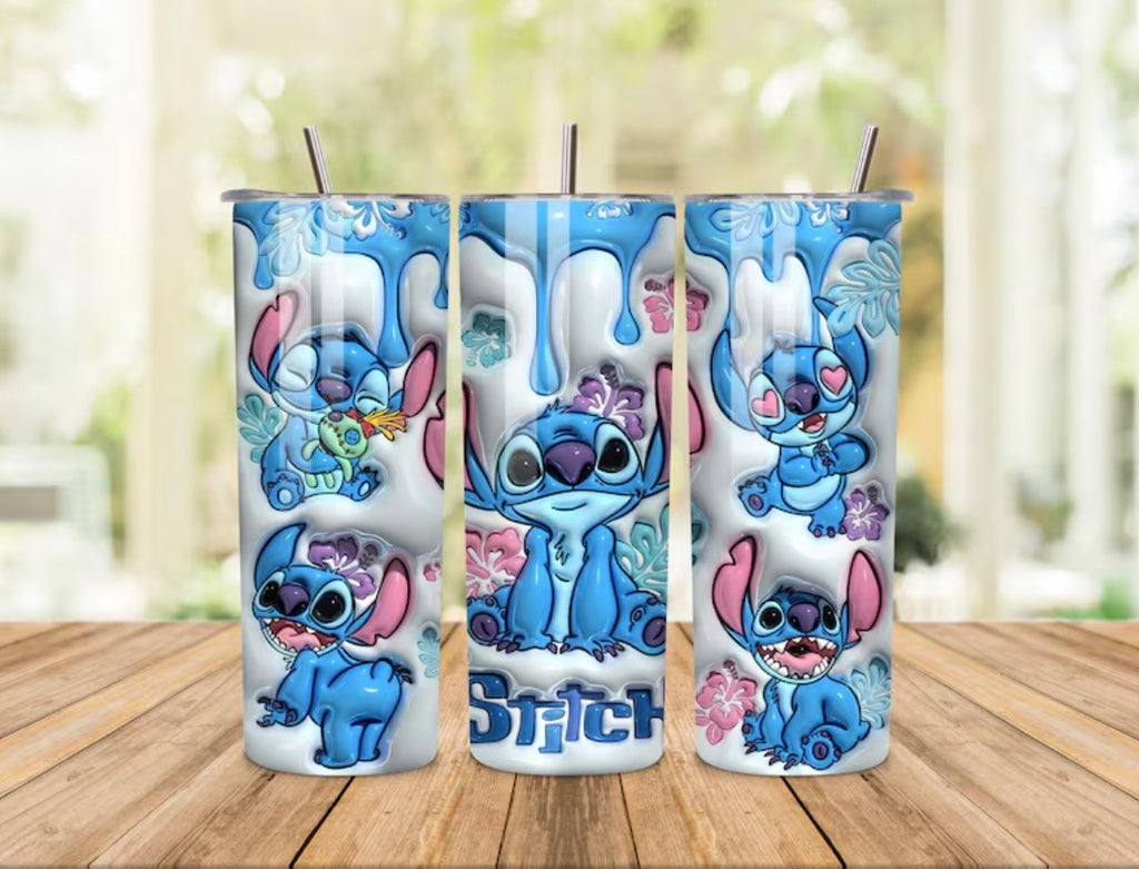 💙🌺 Vaso Térmico 20 oz Stitch Cute Blue Edition
