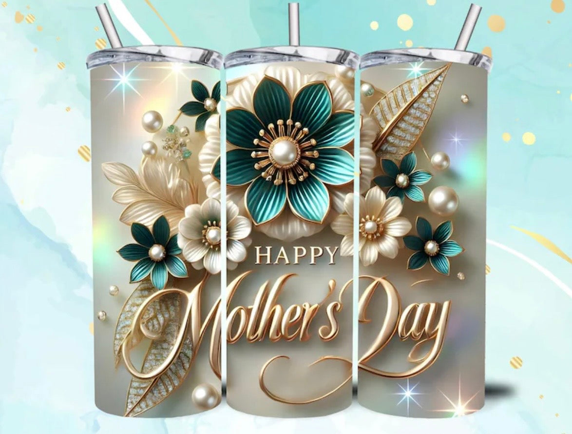 Vaso Térmico Happy Mother’s Day Floral Elegante 20 Oz – Regalo Perfecto para Ma