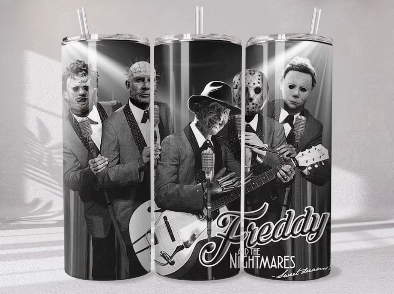 🎸🔪 Vaso Térmico 20 oz Freddy & The Nightmares Horror Band Edition