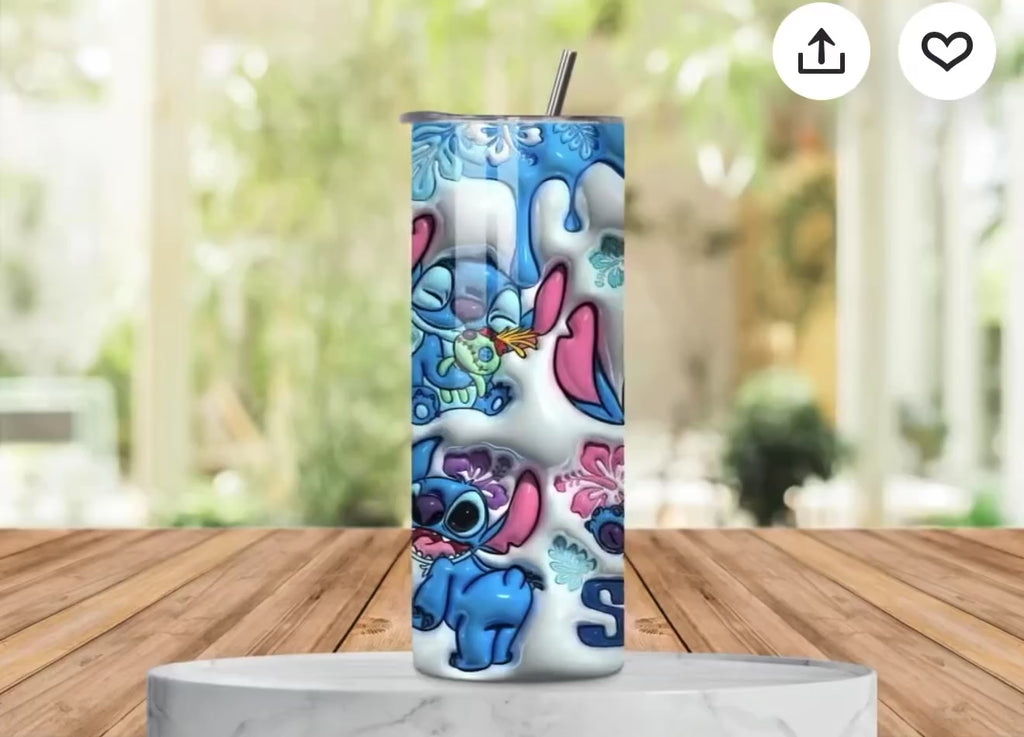 💙🌺 Vaso Térmico 20 oz Stitch Cute Blue Edition